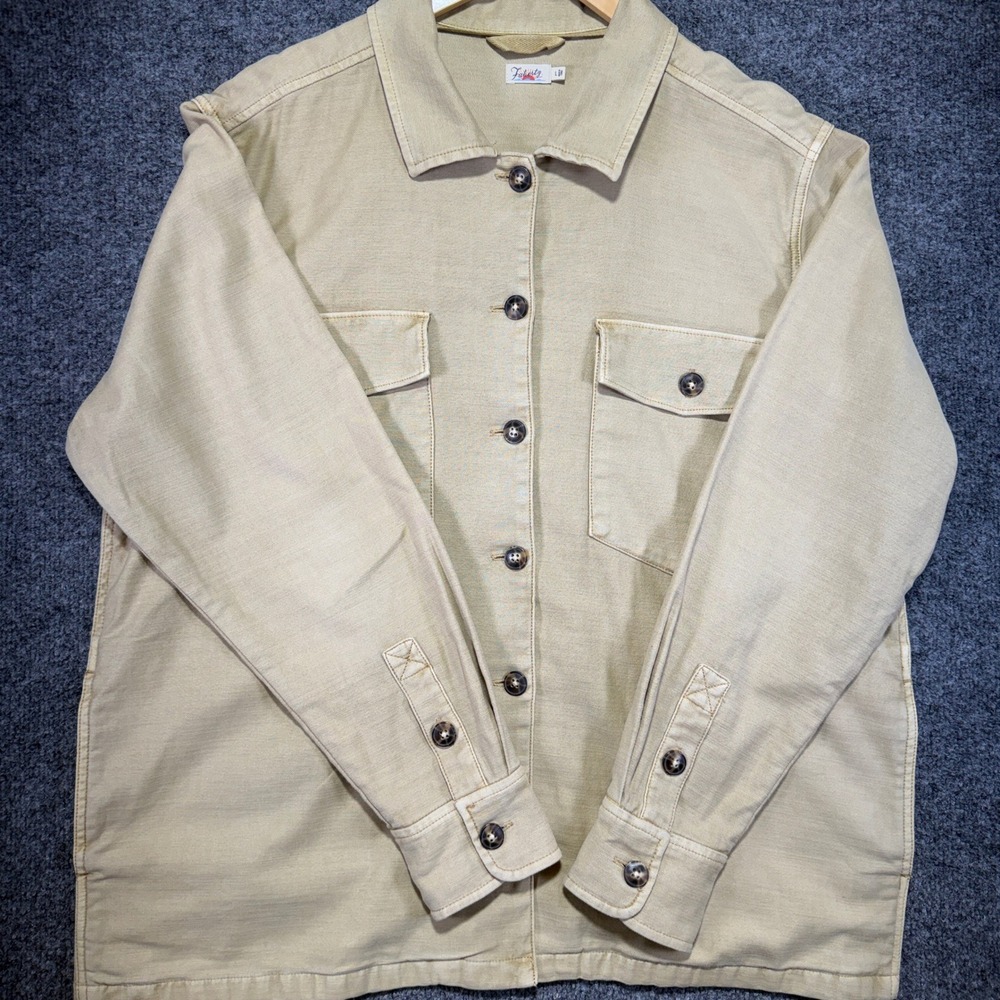 Faherty Savannah Oversize Jacket Women's Large‎ Tan Stretch Utility Safari Chore